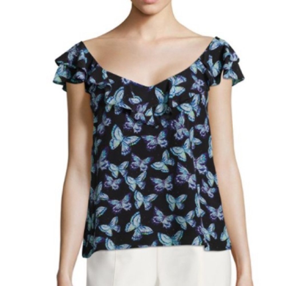 Nanette Lepore Butterfly Print Silk Top